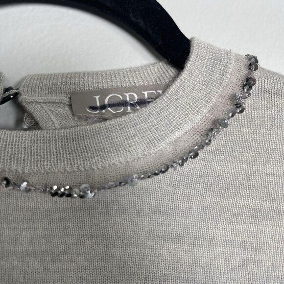 J.CREW Carolyn Embellished Fitted Sweater XS Gray NEW Sequin Merino Wool CE699 - Picture 3 of 11